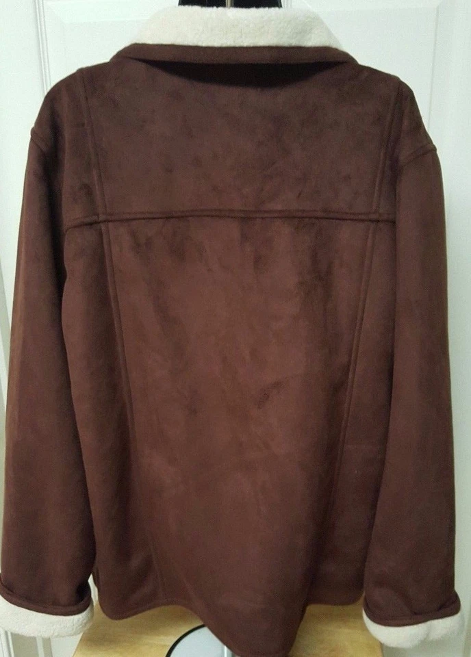 Alfred Dunner Womens Jacket Coat Size 14 Brown Beige Sueded - Image 3 of 4