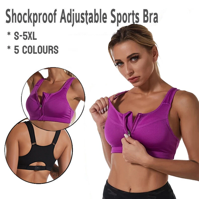 Women Sports Bra Shockproof Straps Adjustable Breathable Front Zip