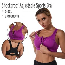 Women Sports Bra Shockproof Straps Adjustable Breathable Front Zip Top Plus Size