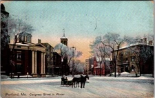 1909 Vintage Postcard Portland, Maine Congress Street in Winter JS3