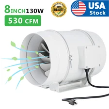 USA 8''In line Duct Fan Mixed Flow Exhaust Fan Blower Ventilation 130W 530CFM