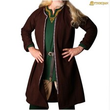 Gothic Woolen Long Coat Viking Medieval Renaissance Cosplay Pirate Costume