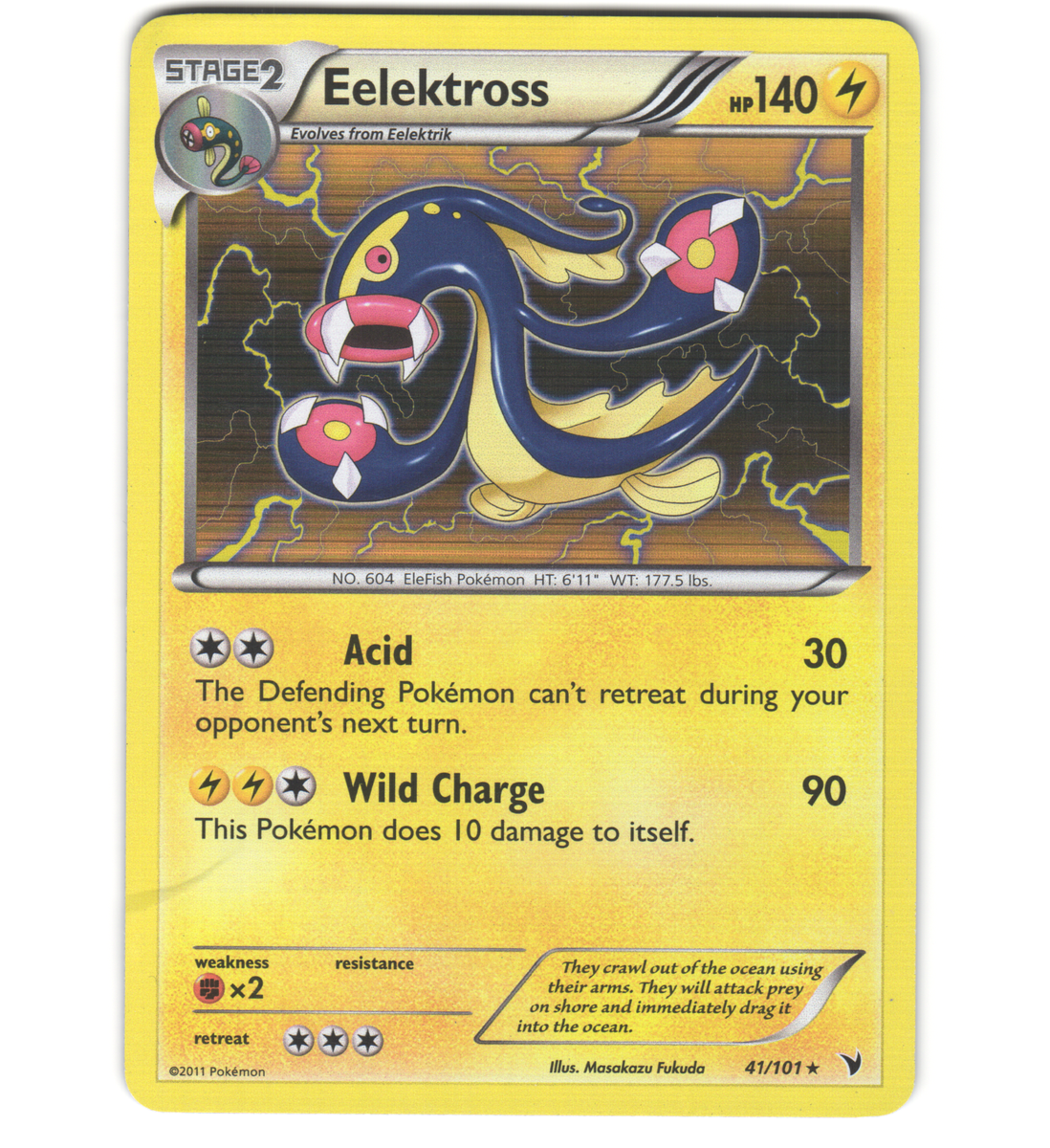Pokemon 2011 Moderate Play Eelektross Noble Victories Holo 41/101