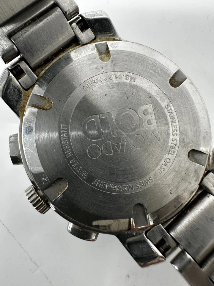 Movado Bold Silver Gold Tone Hands Dial Chronograph MB 01.3.14.6103 Size 6.5" - image 4 of 4