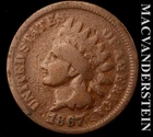1867 Indian Head Cent - Scarce  Semi-key  Better Date  No Reserve  #L6656