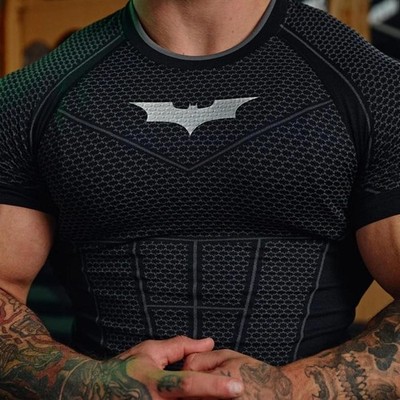 YoungLA 4259 Batman Compression Tee - BLACK - Size: Medium [NEW