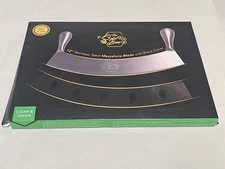 The Bold Bee 12" Stainless Steel Mezzaluna Knife & Cover + FREE Stainless Steel 