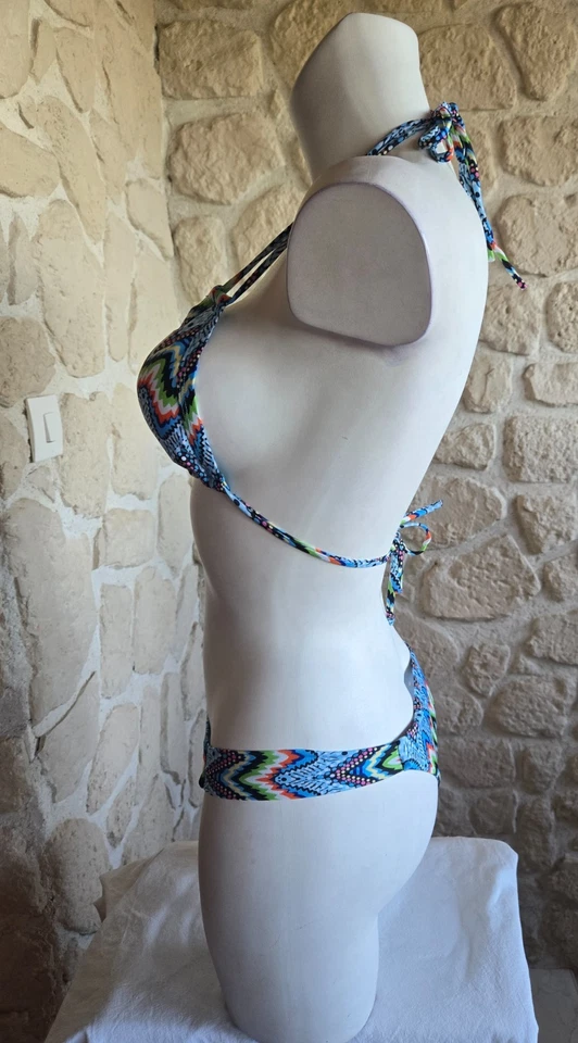 Maillot de bain bikini tanga multicolore taille M neuf (li) - Photo 2/4