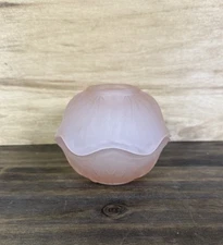 Vintage Pink Frosted Glass Fairy Lamp 2-Piece Tealight Candle Holder Floral