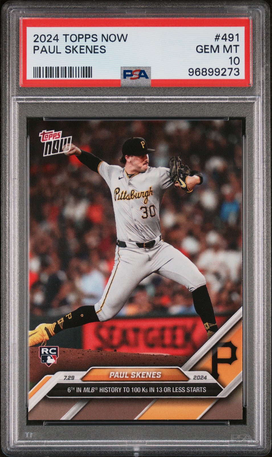 2024 TOPPS NOW #491 PAUL SKENES ROOKIE RC PSA 10