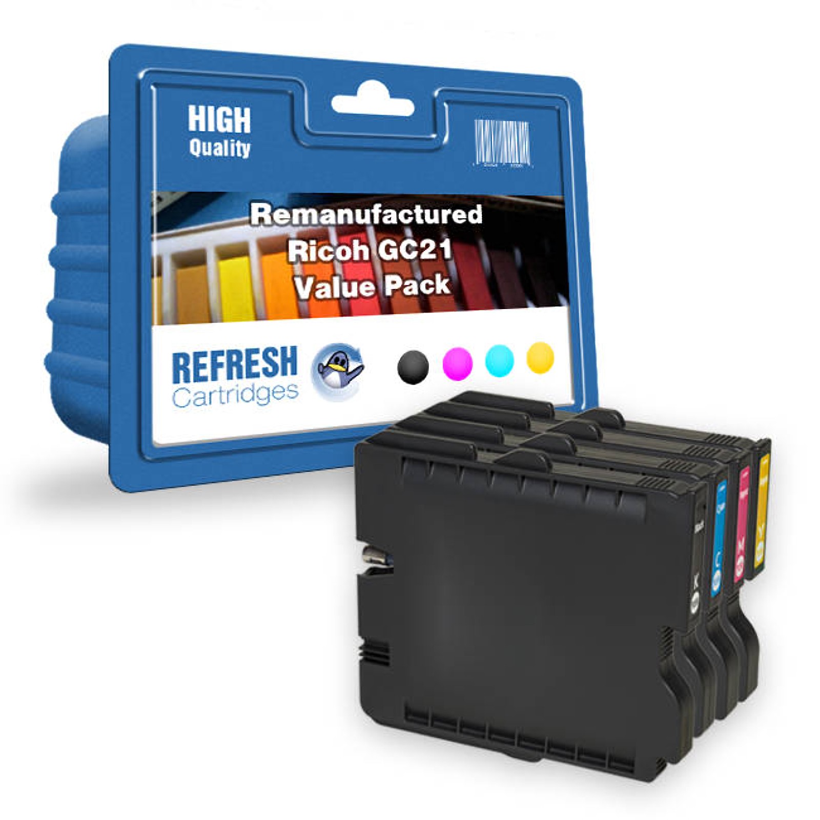 Refresh Cartridges Full Set 4 Pack GC21 Ink Compatible With Ricoh Printers