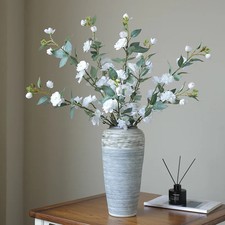 Artificial Camellia 90cm – White Large Stem Artificial Flowers for Vase & Decor