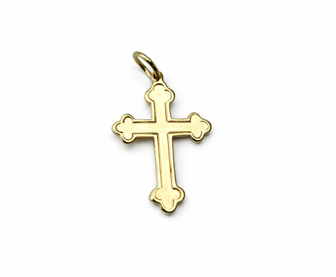 14kt Solid Yellow Gold Eastern Orthodox Cross Rel… - image 1