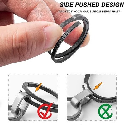 Titanium Keychain Rings Split Side Pushing Heavy Duty Black Key Ring Tools