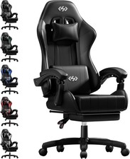 Gaming Chair for Adults, Ergonomic Video Game Chairs with Footrest, Reclining Co