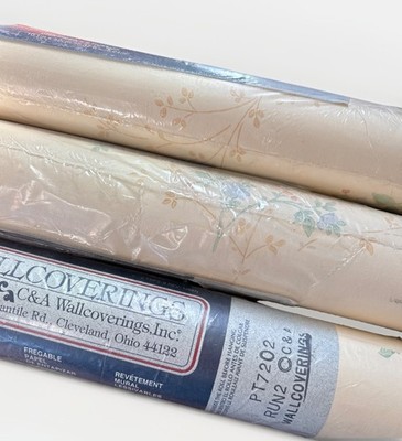 Vtg C&A Wallcoverings Floral Cottagecore Wallpaper Pre-Pasted Strippable 3 Rolls