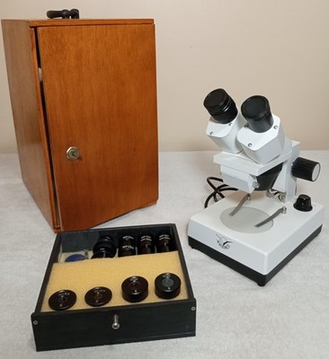 Stereo Microscope Aerospace Multi-Illumination Custom Case Extras Vintage