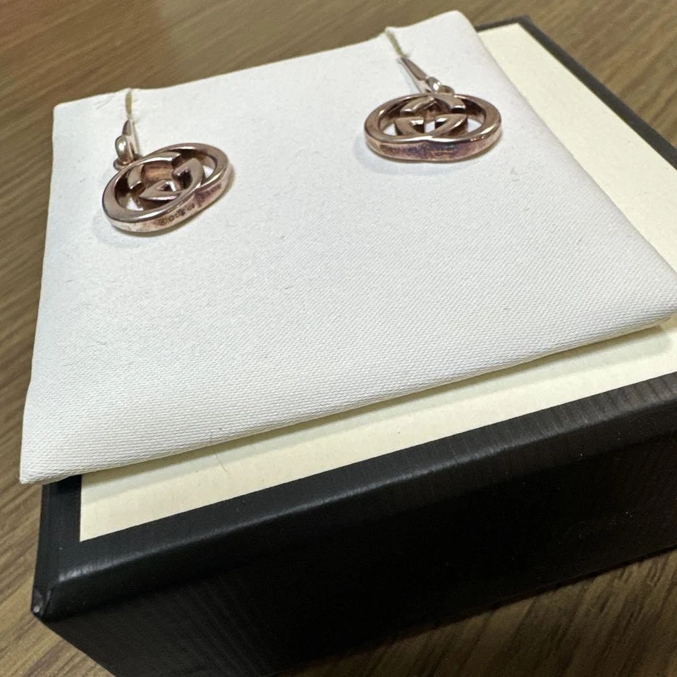 Orecchini Gucci logo GG argento 925 accessorio donna autentico - Immagine 3 di 4