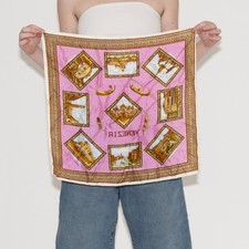 Vintage venezia square scarf pink multicolor polyester