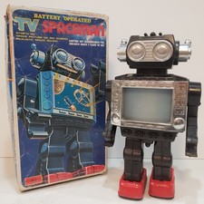VINTAGE 1970s HORIKAWA SHOWA TELEVISION TV ROBOT TIN TOY JAPAN Working