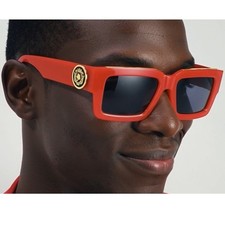 Sunglasses Designer Fashion Shades Men Red Thick Frame Dark Black Lens Lentes