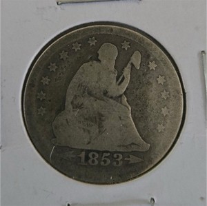 1853 Seated Liberty Quarter 25C Arrows Silver Business Strike Philly KM#76