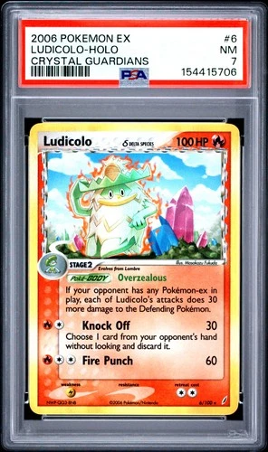 2006 POKEMON EX CRYSTAL GUARDIANS #6 LUDICOLO-HOLO PSA 7