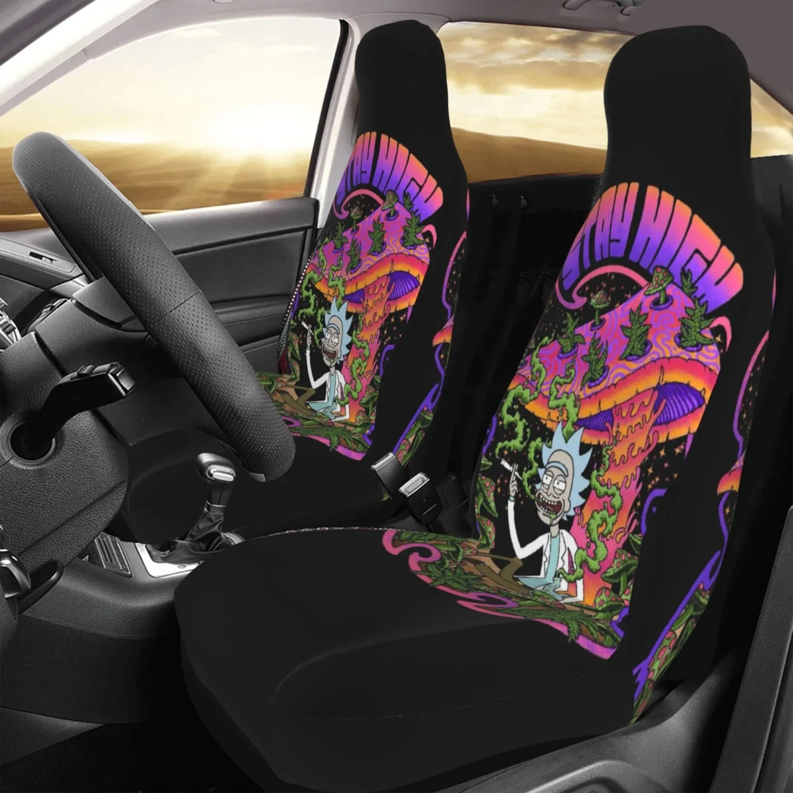 Rick And Rickandmorty Car Seat Covers 2 Pcs Seat Protector Cover Universal Front