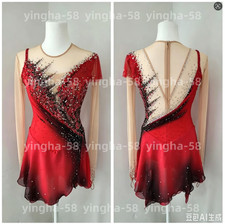 Ice Figure Skating Dress /Rhythmic Gymnastics Twirling Competition red dyeing