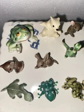 Lot Of 8 Vintage Hagen-Renaker ?Baby Dragon Armadillo Baby Diplodocus Mouse Frog