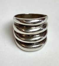 Vintage Ribbed .925 Sterling Silver Ring Size 5, Approx. 7.13 Grams