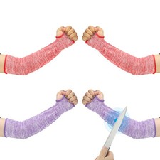 2Pairs l Arm Protectors Sleeve Cut Resistant Sleeve with Thumb Hole Purple Red