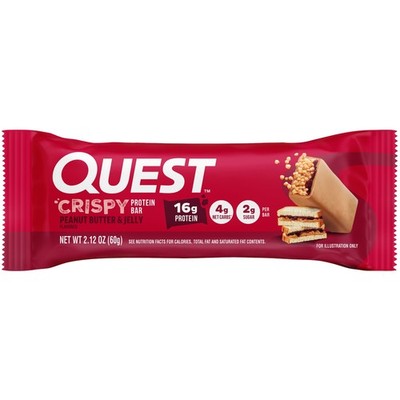 Quest Crispy 18g Protein Bar, Low Carb, Peanut Butter and Jelly, 2.12oz, 4 Count