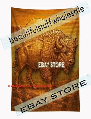 Bison Tapestry Western Wall Art nature cloth poster 59X82 in