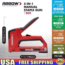 5-in-1 Manual Staple Gun Adjustable Power Ergonomic Design Fastening Tool New
