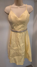 Emerald Sundae Juniors' Sleeveless Fit & Flare Yellow Rhinestone Dres