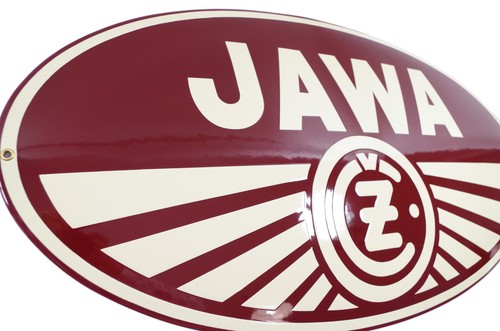 Enamel plaque JAWA 37x69 cm Motorcycle emblem Motor Sign logo plate - Picture 2 of 3
