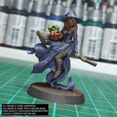WITCH MAGE GIRL Fantasy: D&D, Frostgrave, 3D Resin Miniature 28mm 32mm C44