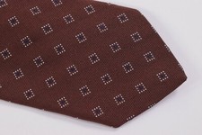 Altea Neck Tie NWT Brown with Black and White Geometric Silk Blend