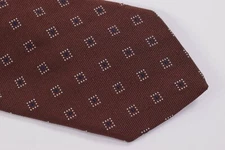 Altea Neck Tie NWT Brown with Black and White Geometric Silk Blend