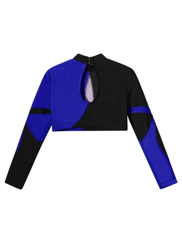 Kids Girls Crop Tops Long Sleeve Turtleneck Shirt Ballet Gymnastics Dancewear - Picture 265 of 265