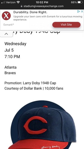 7-5-23 Cleveland Guardians Larry Doby 1948 Hat Ballpark Giveaway BPGA - OSFA New - Picture 6 of 6