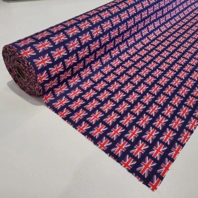 Union Jack British Flag Fabric England UK Polycotton by the metre