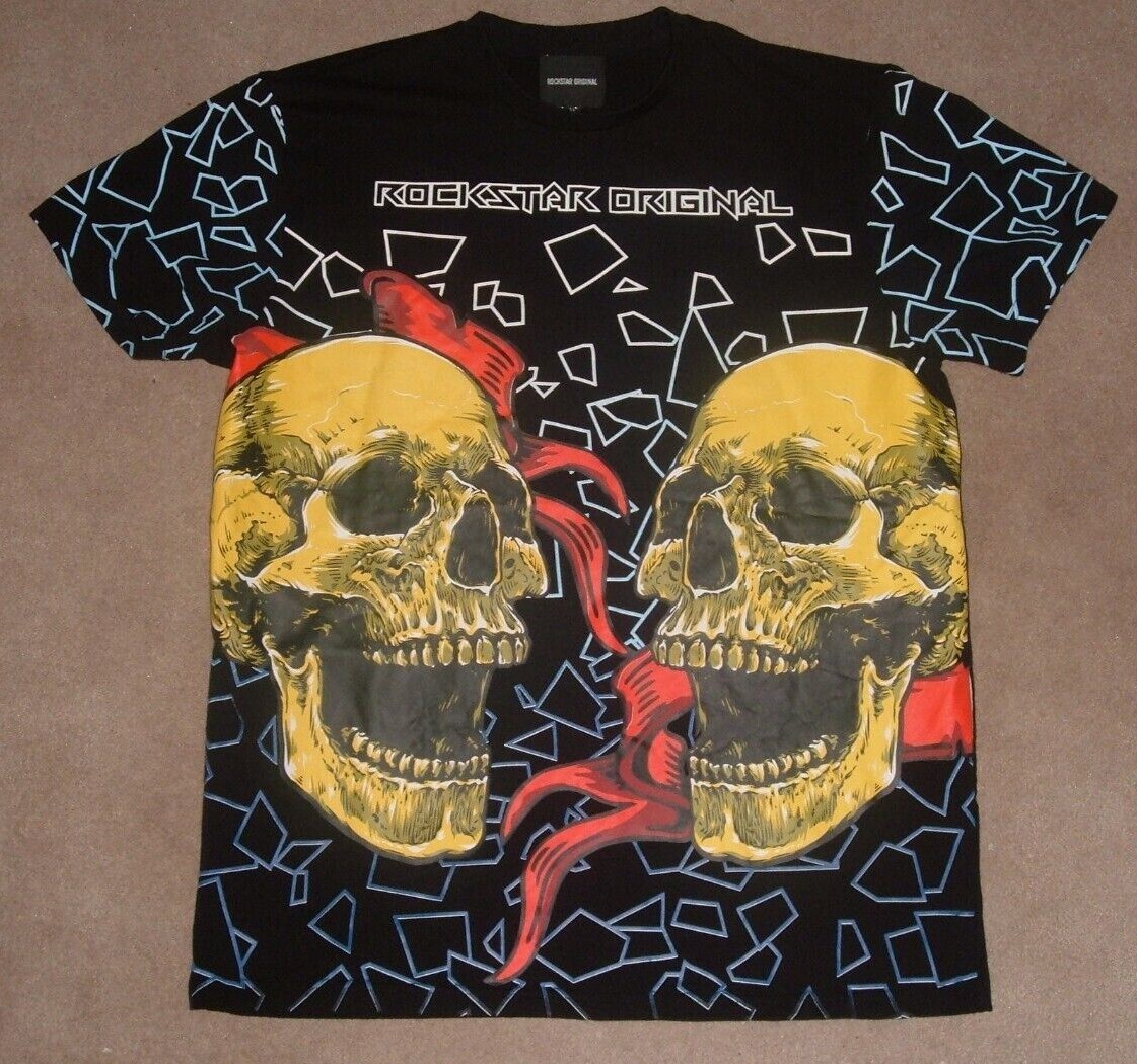 Rockstar Original DOUBLE SKULL AOP All Over Print Crazy T-Shirt