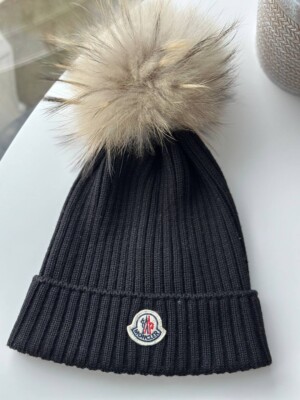 Moncler Ledies hats Real Fur Womens Black hat Rare | eBay