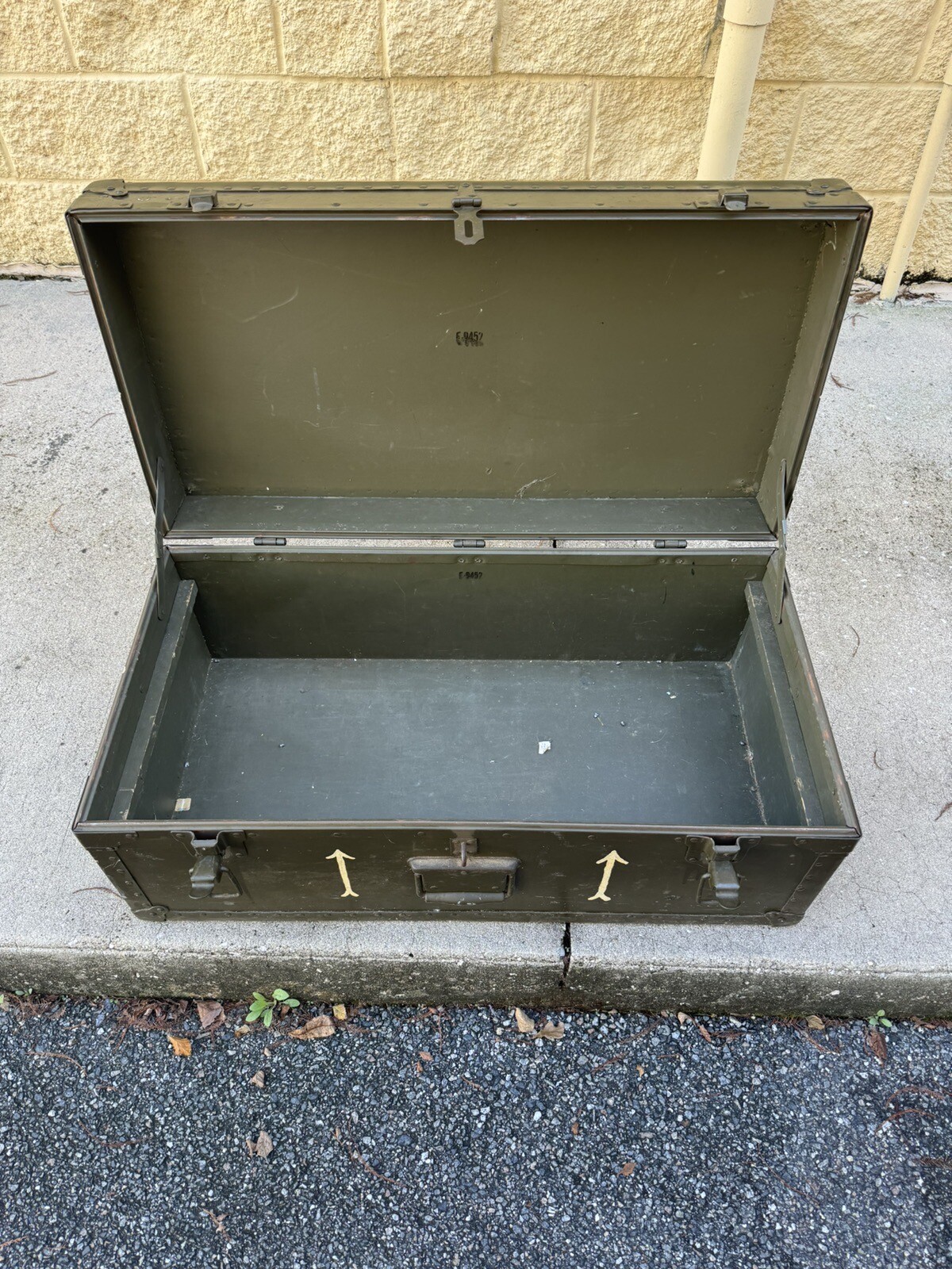 Vintage Military FOOT LOCKER us army chest storage trunk metal wood eBay
