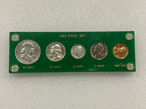1963 UNITED STATES Proof 5 Coin Set in Green Holder ~~ NICE ~~