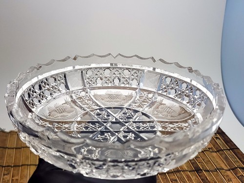 Vintage ABP Antique American Brilliant Cut Glass Round Flower Serving Dish 8" - Picture 7 of 20