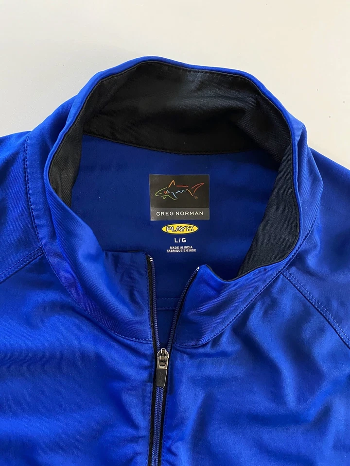 SUÉTER Greg Norman Shark Play Dry Azul Real con Cremallera Grande L Foto 3 de 3