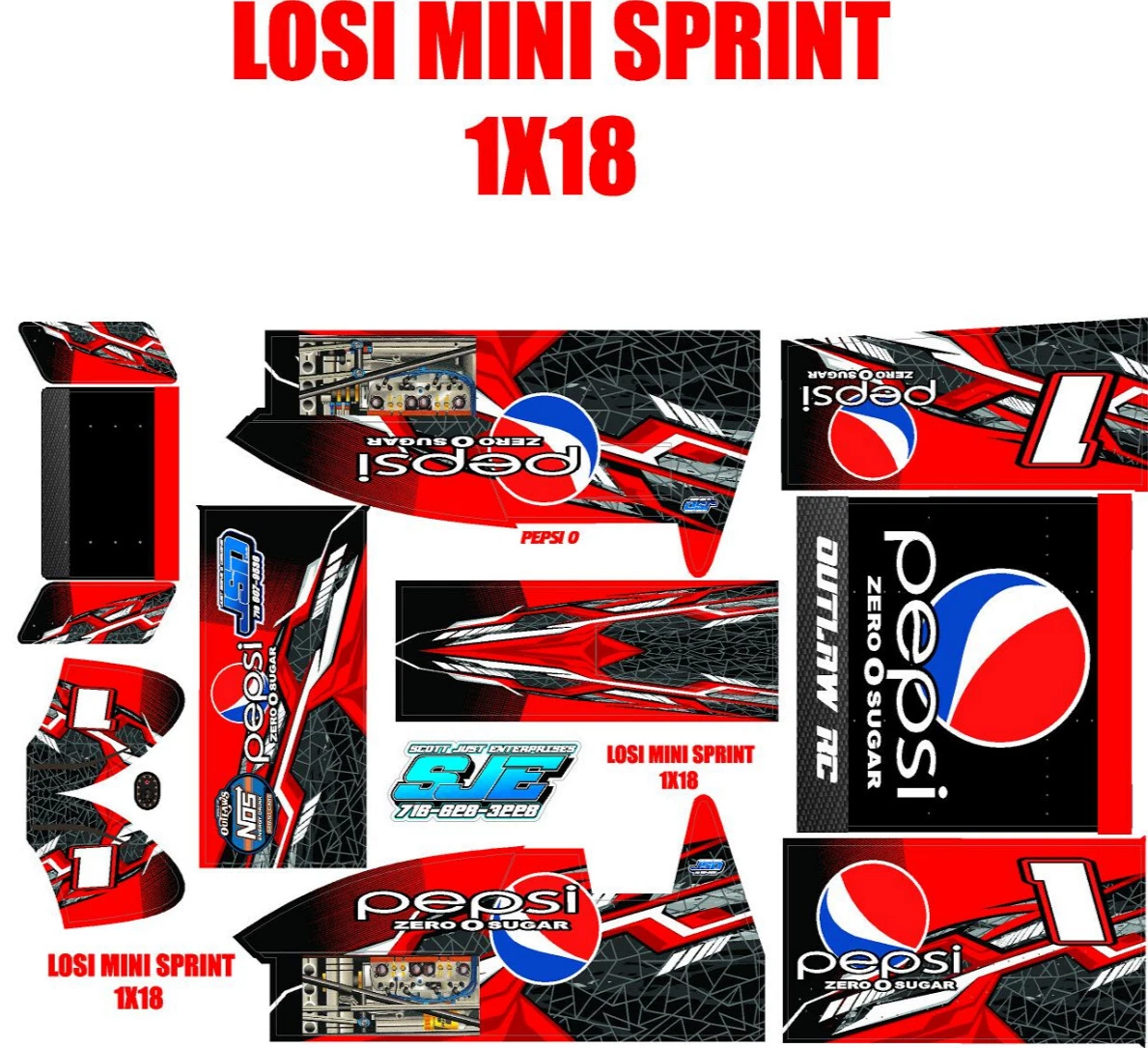 Carrocería Y Ala Transparente Losi Mini JRX2 (LOS310002) – Pieza De Repuesto Para Coche RC, Incluye Calcomanías, Para Aficionados Al Radiocontrol